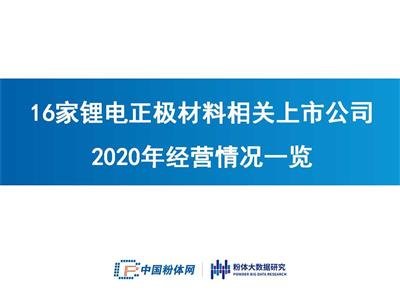 营收超200亿！16家锂电正极材料相关上市公司2020年经营情况一览