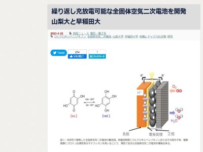 日本开发出全固态空气蓄电池，有望应用于便携电子设备