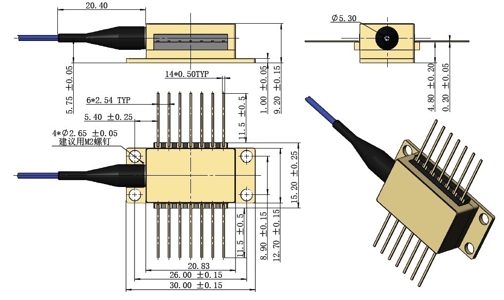 量青光电1xxxnm波长可选激光器的图片
