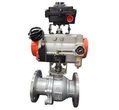 气动带三联件不锈钢球阀（Q641F-16P DN100）的图片