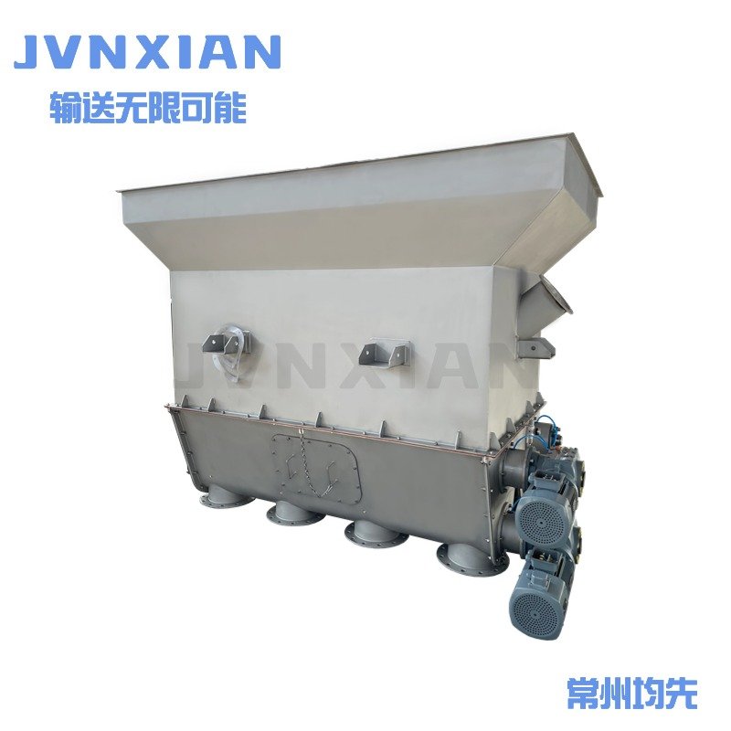 鏡面不銹鋼雙螺桿螺旋輸送機（含料倉）的圖片