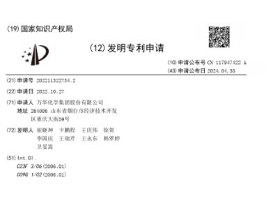 万华化学申请新专利！长时间高速率的钨化学机械抛光液