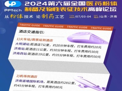 【会议日程及交通图】第六届全国医药粉体制备及物性表征技术高峰论坛