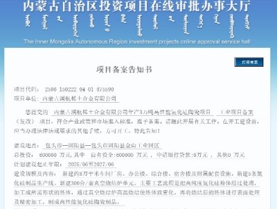大手笔！投资60亿元！该公司年产3万吨氮化硅陶瓷项目备案！